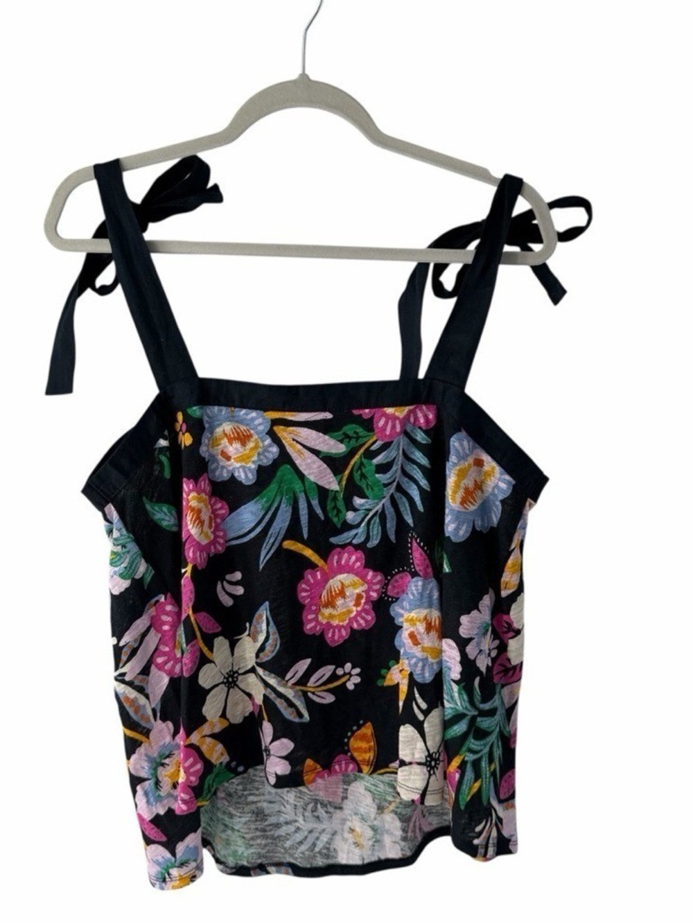 C.C Black Floral Tie-Shoulder Camisole